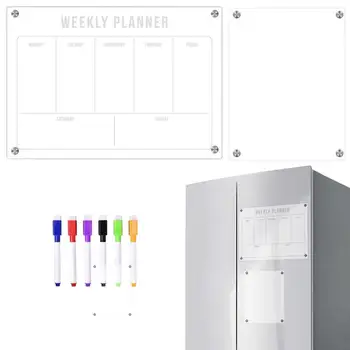 Магнитный еженедельный планировщик еды, Акриловая доска для заметок по плану, Магнитные календари для холодильника, Магнитное стирание для холодильника