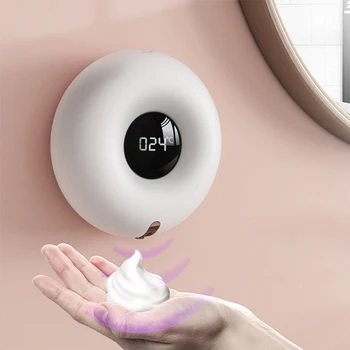 Дозатор мыла для ванной комнаты Автоматическая Мягкая пена USB Перезаряжаемый бесконтактный цифровой дисплей Настенное крепление Дезинфицирующее средство для рук Инфракрасный датчик