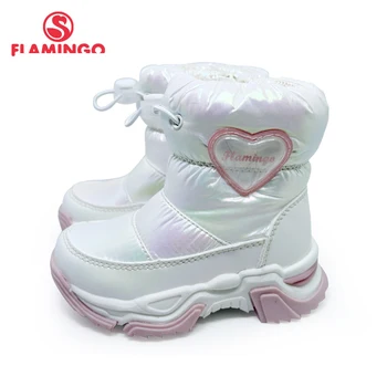 Зимняя шерстяная обувь FLAMINGO, сохраняющая тепло, противоскользящие детские зимние ботинки высокого качества для девочек, размер 23-28, Бесплатная доставка