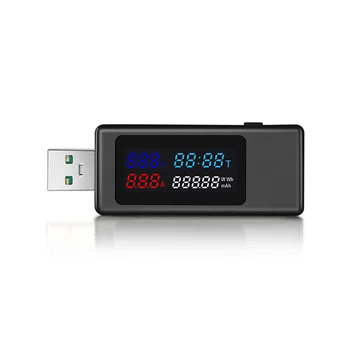 USB-тестер 6 в 1 DC4-30V с IPS-дисплеем, цифровой измеритель напряжения, мощности, времени, емкости, детектор тока, напряжения, черный
