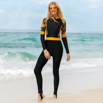 Женский купальник всего тела Водолазный костюм с длинным рукавом на молнии для серфинга, дайвинга, цельный купальник для подводного плавания, Пляжная одежда, солнцезащитный крем