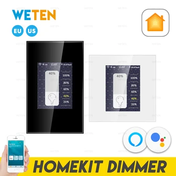 Homekit Wifi Диммерный Настенный Выключатель Света, Монитор Питания с Сенсорным ЖК-экраном, Поддержка Домашнего Ассистента Alexa Google Home, 220V 110V EU US