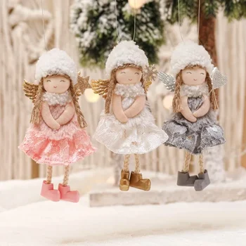 Рождественский кружевной ангел, Кукла, Подвеска на Рождественскую Елку, Подъемник, Аксессуары для украшения Рождественского окна, Снежная девочка