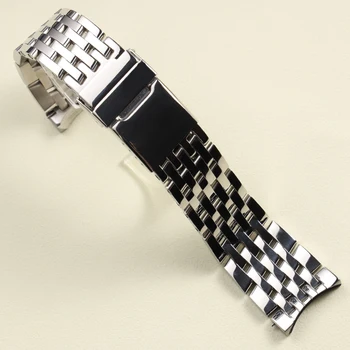 высококачественный браслет из нержавеющей стали из полированного серебра 22-24 мм для часов Breitling Navitimer с логотипом