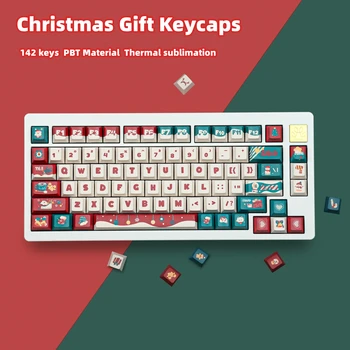 Chosfox Christmas Gift Keycaps 142 клавиши PBT Keycaps MOA Profile Keycap для Механической клавиатуры MX Switch с горячей Сублимацией keycaps