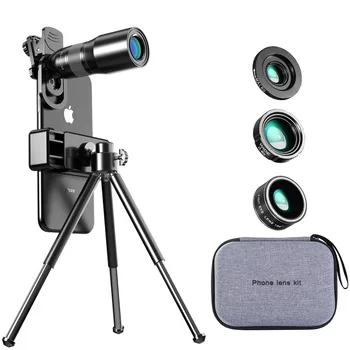 25-кратный комплект объективов для камеры мобильного телефона, телескопический зум, макро-объектив для Iphone Samsung, смартфон Xiaomi Со штативом, спортивная сумка на ремне.