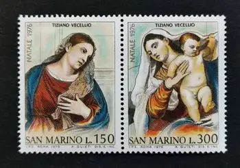 2 шт./компл. Новая почтовая марка Сан-Марино 1976 Рождественская картина, гравировальные марки MNH