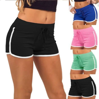 Спортивные шорты для спортзала и фитнеса, женские брюки, мини-шорты для спортзала и йоги, полосатые танцевальные Спортивные Фитнес-стрейч