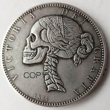 Монета Hobo 1844 в короне королевы Виктории с молодой головой - копия монеты с серебряным покрытием из Великобритании