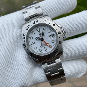 STEELDIVE Мужские часы GMT 42 мм Роскошные Автоматические механические наручные часы 300 м Водонепроницаемые BGW-9 со светящимся сапфиром Безель из стали NH34