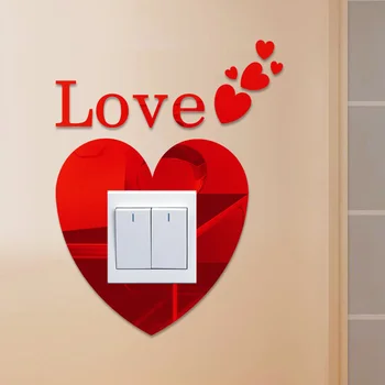 Акриловая 3D наклейка на выключатель любви, 3D Наклейка на стену, Аксессуары, Украшение розетки, Плакат для детского гостиничного номера, наклейка для включения-выключения, Кухонная наклейка