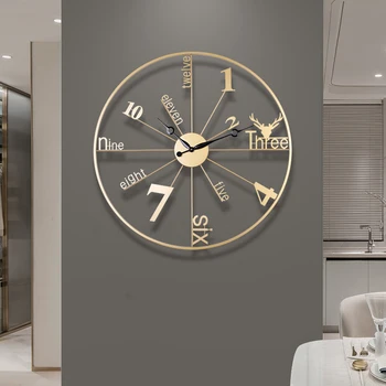 Роскошные настенные часы Nordic light в гостиной, часы с современной минималистской атмосферой, индивидуальное художественное оформление стен, часы