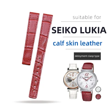 Ремешки для часов из телячьей кожи PESNO Lady, красно-белые аксессуары для часов, ремешок Подходит для SEIKO LUKIA