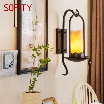 · Внутренний настенный светильник SOFITY, бра, лампы в форме свечи из доломитового дерева, классический декоративный светильник для дома