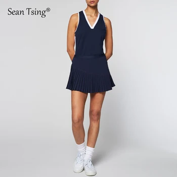 Спортивные костюмы Sean Tsing® для гольфа и тенниса с шортами, женский жилет без рукавов и плиссированные юбки, тренировочные костюмы для бадминтона и волейбола