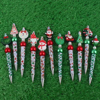 60шт Милая рождественская шариковая ручка Санта снеговик шариковая ручка силиконовая струнная ручка красочная многофункциональная шариковая ручка