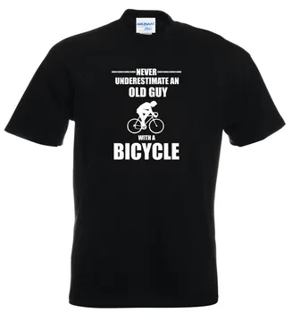 Новая мужская футболка С модным принтом, футболки, Никогда не стоит недооценивать старого Парня, велосипедиста, Горного байкера, дорожную повседневную футболку с принтом