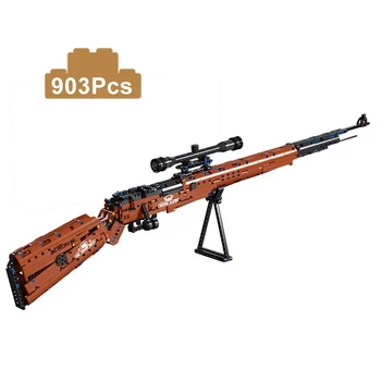 Военная снайперская винтовка WW2 98K Игровая модель пистолета Строительные блоки Городское оружие PUBG Может стрелять пулями Сборка кирпичей MOC Игрушки в подарок