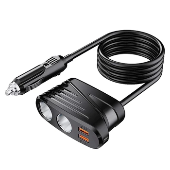 Автомобильное зарядное устройство Quick Charge 3.0 мощностью 120 Вт с 2-полосным разветвителем, Удлинитель адаптера питания с двойным USB для видеорегистратора, телефона