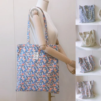 Летняя новая сумка через плечо из свежего цветочного хлопка, женская холщовая сумка через плечо, большая вместительная простая сумочка