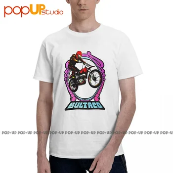 Дизайн Vtg Bultaco Motorcycle 70-х годов, нанесенный на футболку с подогревом, повседневная натуральная футболка лучшего качества