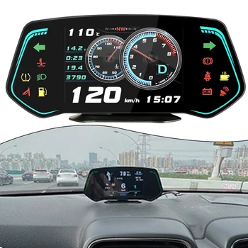 1 шт. автомобильный HUD OBD2 дисплей Автомобильные Аксессуары GPS Цифровой Спидометр Турбо обороты в минуту Сигнализация Температура автомобиля Головной дисплей Автомобильная электроника