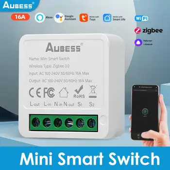 Tuya Smart Zigbee Switch 2-полосный Переключатель Управления Mini Smart Breaker Поддержка Smart Life Control Alexa Google Home Яндекс Алиса