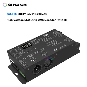 Skydance 110V-220V AC RGB Высоковольтная светодиодная лента DMX декодер 3CH * 1.5A 4 PWM DMX контроллер сигнала 2.4G RF пульт дистанционного управления.