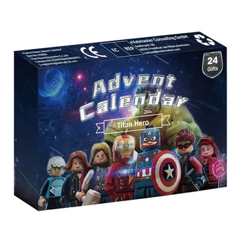 Адвент-календарь 24 шт./компл. Marvel Мстители Человек-паук Железный Человек Аниме Минифигурки Lego Модели Кукол, Рождественские игрушки для детей, Подарок