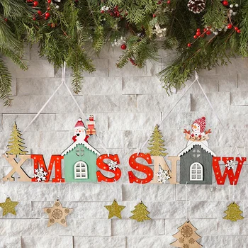 Деревянная подвеска с рождественскими буквами, украшение для Рождественской елки, Рождественский Снежный дом, добро Пожаловать, дверной знак, Украшения для дома на Новый год 2024
