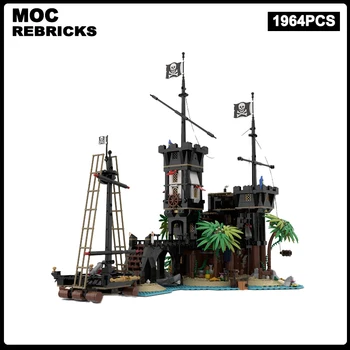 Средневековая серия Модульных зданий MOC Пиратская крепость Тематический стиль модели Технические Кирпичи Сборка Детские игрушки Подарки 1694 детали