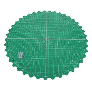Круговой поворотный коврик для резки Круглый поворотный коврик Поворотный стол Зеленый для квилтинга шитья 38x38 см