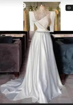 Msikoods Элегантные свадебные платья Винтажное кружевное женское платье с длинными рукавами в складку трапециевидной формы Винтажное свадебное платье женское свадебное платье