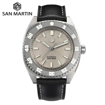 Мужские часы San Martin 43 мм для дайверов 5-го класса из титана, роскошные спортивные Автоматические Механические часы Sapphire Luminous 20 Bar SN0027