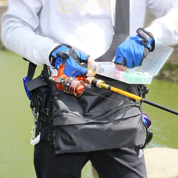 Сумка для рыболовных снастей и аксессуаров, сумка через плечо, поясная сумка, сумка-слинг с D-образными кольцами и поясным ремнем для рыболовных принадлежностей