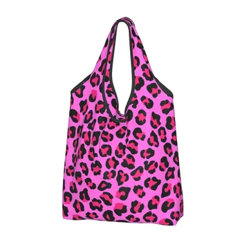 Милая сумка для покупок с бесшовным рисунком Леопарда Гепарда, портативная сумка с пятнами от кожи животных, сумка для покупок продуктов