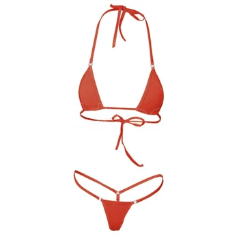 Женское бикини на бретельках, мини-купальники-стринги, однотонный бразильский купальник для купания