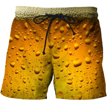 Мужские пляжные шорты с 3D принтом в пивной тематике Для мужчин и женщин, летняя мода, свежая повседневная пляжная одежда для отдыха, быстросохнущие шорты для фитнеса, спорта