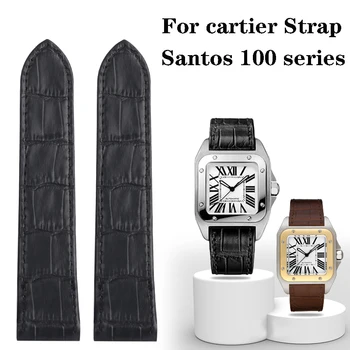 Аксессуары для часов Кожаный ремешок для часов подходит для мужских и женских ремешков Cartier Santos 100 из натуральной кожи 20 мм 23 мм