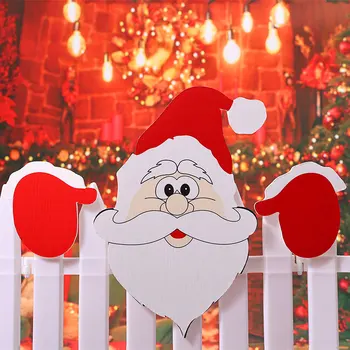 Рождественская открытка для сада, Санта-Клаус, забор с оленями, снеговик, украшение для сада, украшения для фестиваля в саду