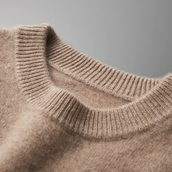 Вязаный пуловер из 100% КОЗЬЕГО КАШЕМИРА, Зимние утолщенные мужские свитера, мягкие теплые джемперы с длинными рукавами, Однотонная мужская одежда.