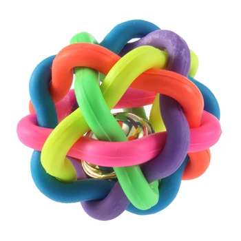 1 шт. Игрушка для домашних собак и кошек, Красочный резиновый круглый мяч с маленьким колокольчиком, популярная игрушка по всему миру