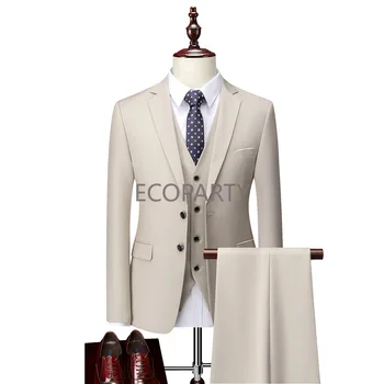 Куртка + брюки + жилет, новейший мужской костюм, Мужские деловые облегающие костюмы, комплекты, Свадебное платье, костюм-тройка, Блейзеры, пальто, брюки, жилет
